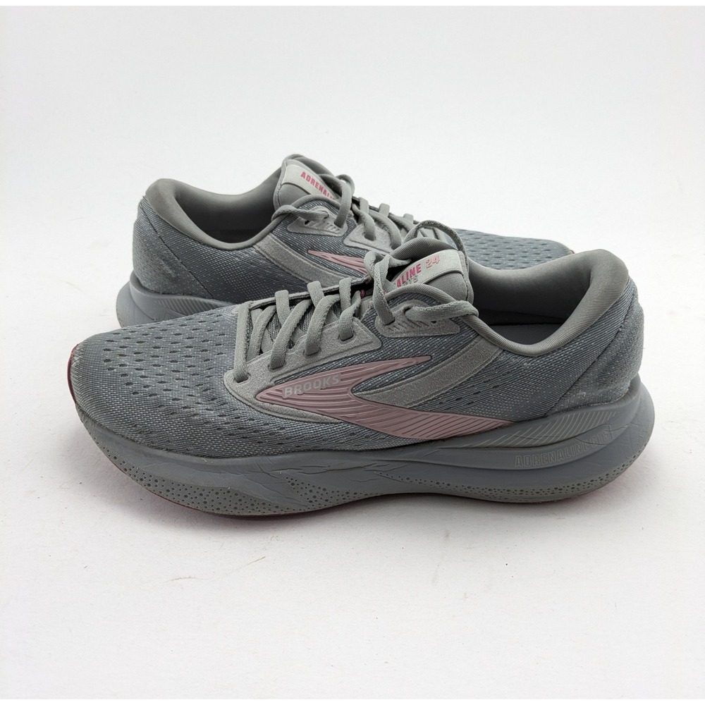 Womens Brooks Adrenaline GTS 24 Gray Pink Running Shoes 1204261B019 Size 10